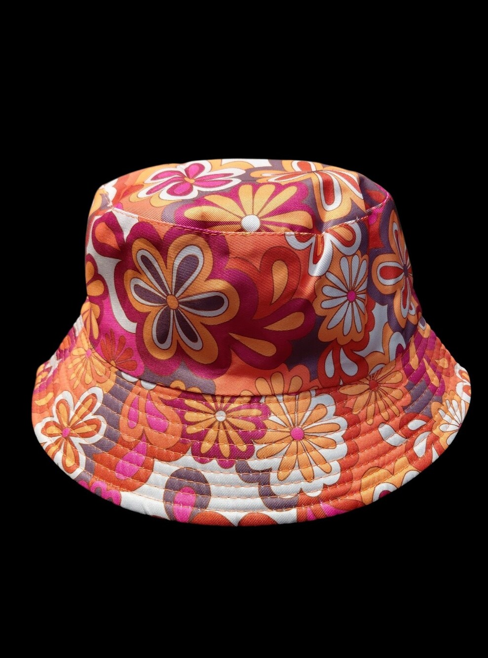 Floral Reversible Bucket Hat in Vibrant Colors Unisex Sz. 22"-23"
